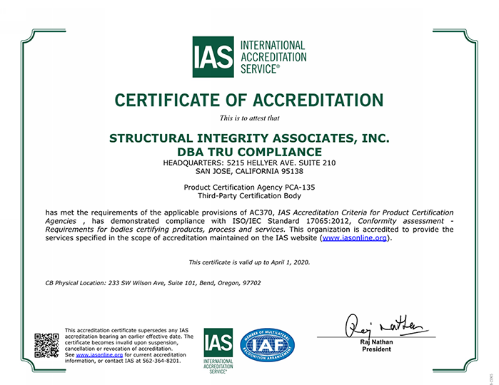 Accreditation Certificate Blast